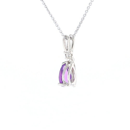 Amethyst Pear Ribbon Necklace