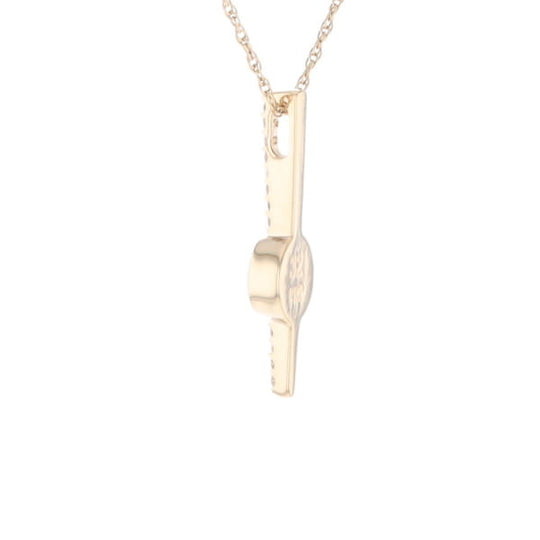 Diamond Bar Gold Quartz Round Inlaid Pendant G2