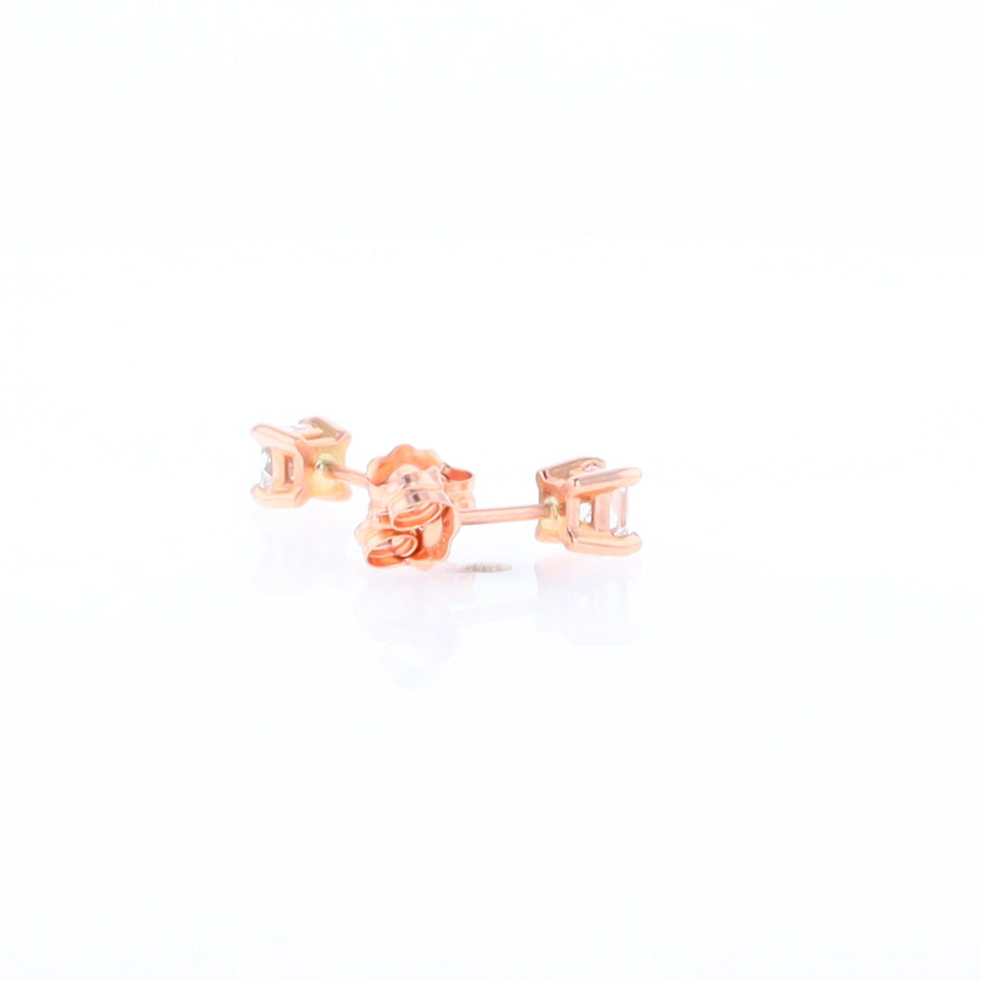 0.41ctw Princess Cut diamond Stud Earrings