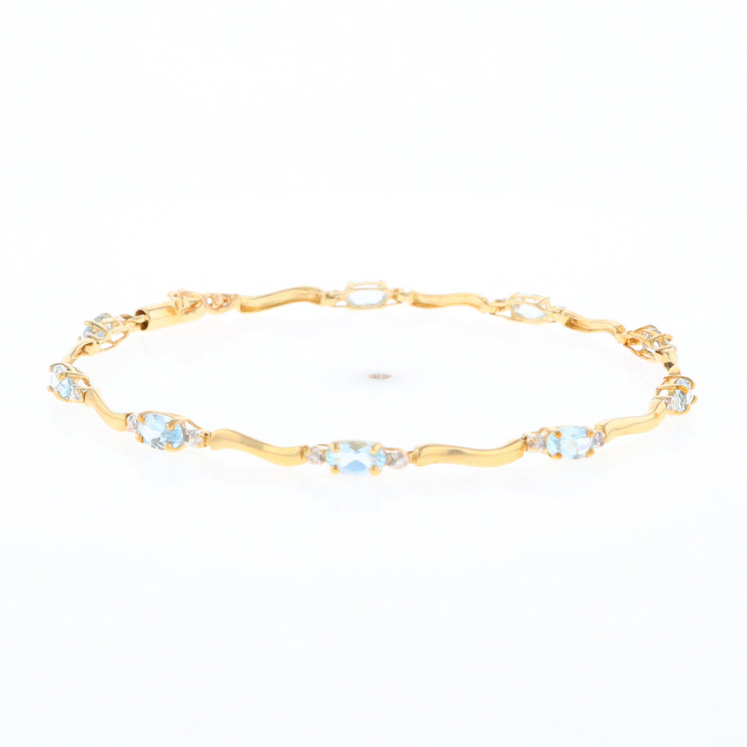 Aquamarine and Diamond Tennis Bracelet