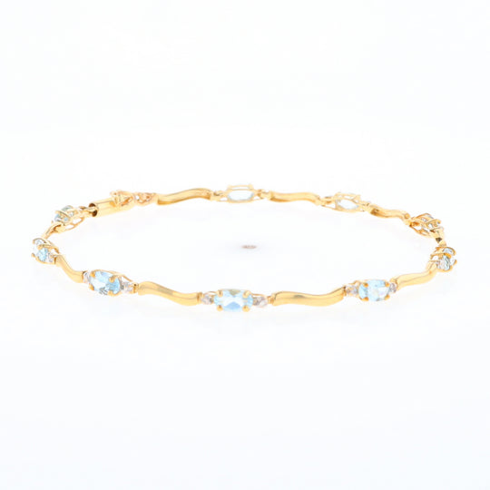 Aquamarine and Diamond Tennis Bracelet