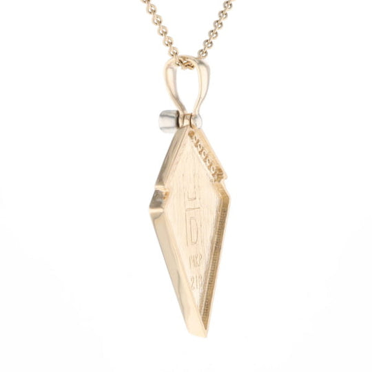 Gold Quartz Necklace Kite Shape Inlaid Pendant with .27ctw Diamonds