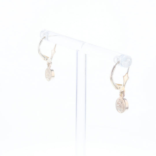 Gold Quartz Inlaid Round Bezel Earrings