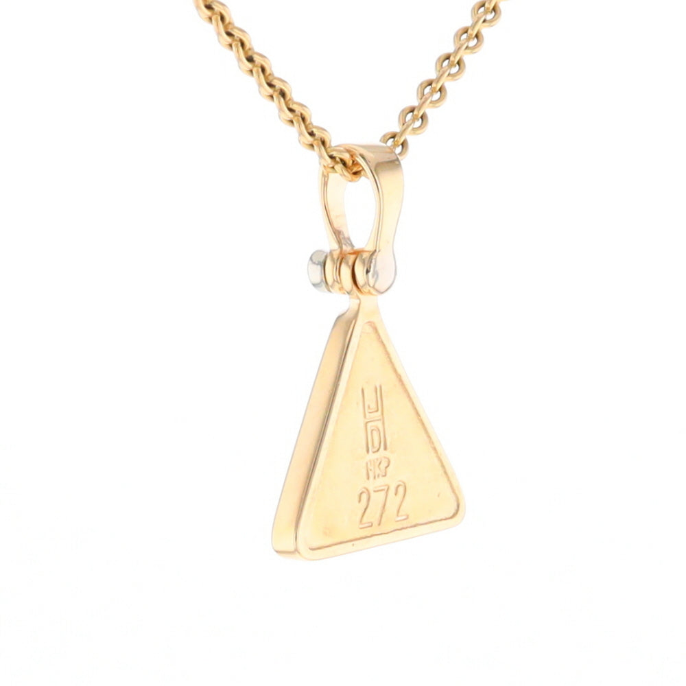 Gold Quartz Necklace Triangle Inlaid Pendant with .02ct Diamond