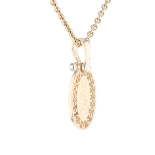 Gold Quartz Pendant Oval Inlaid with .22ctw Round Diamonds Halo (G1)