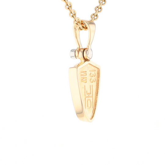 Gold Quartz Necklace Shield Shape Inlaid Pendant with .02ct Diamond