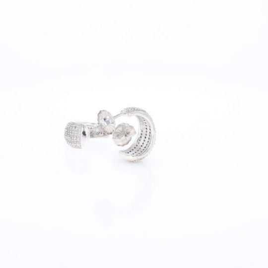 Diamond Half Hoop Stud Earrings