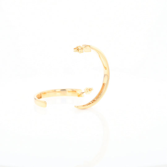 Gold Quartz Hoop Earrings 3 Section Inlaid Design G2