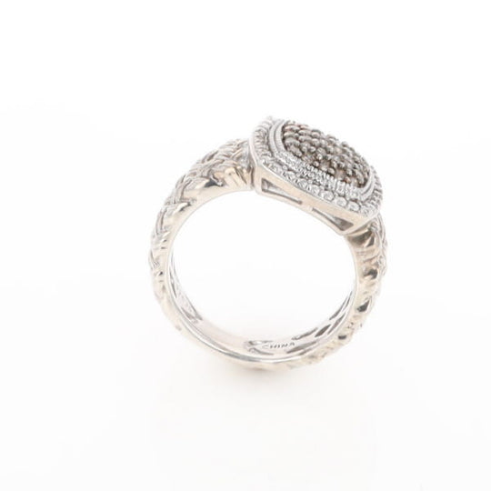 Champaign Diamond Square Braided Cluster Band
