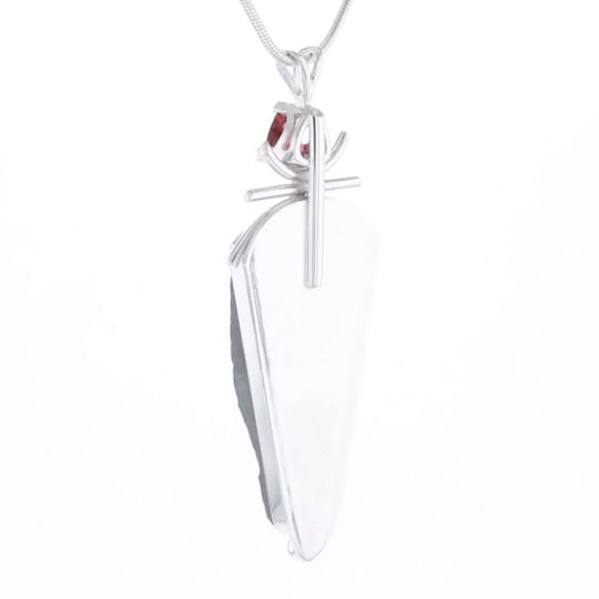 Druzy Quartz & Pink Trillion Tourmaline Necklace