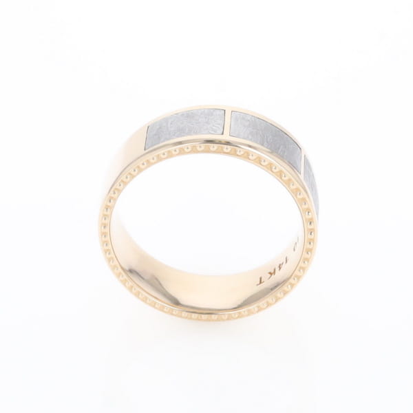 3 Section Men's Meteorite  Milgrain Topped Ring