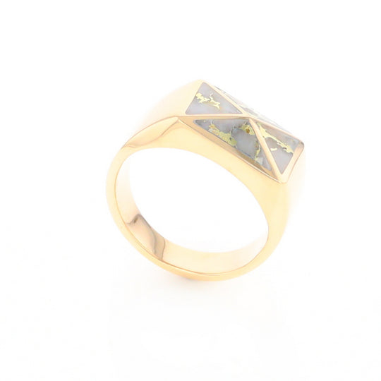 Four Section Gold Quartz Inlaid Men's Ring G2