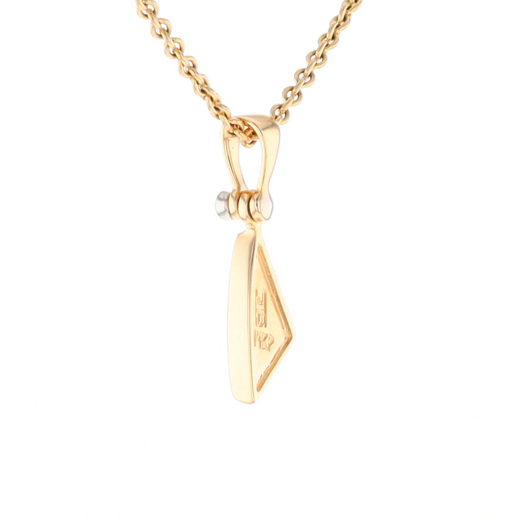 Gold Quartz Necklace Sail Inlaid Design Pendant with .02ct Diamond