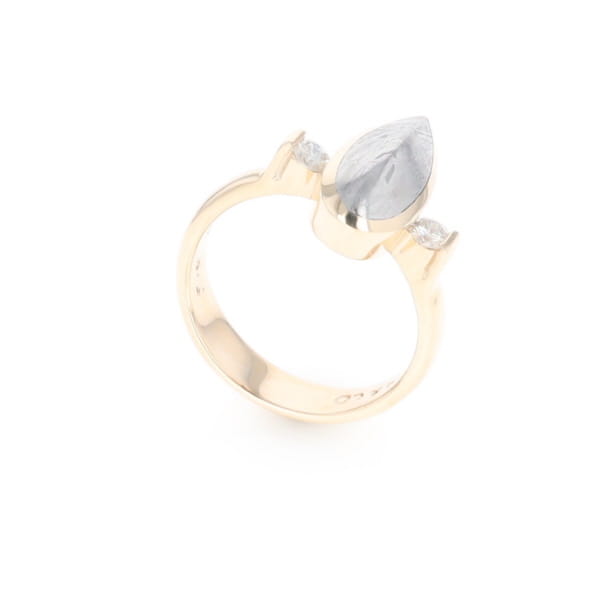 Meteorite Pear Shape Inlay Ring