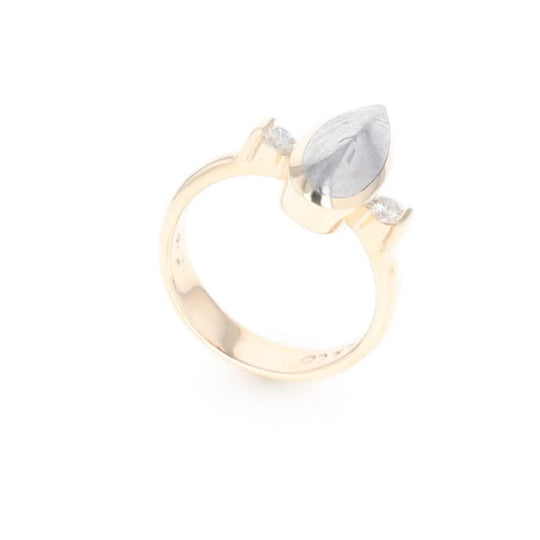 Meteorite Pear Shape Inlay Ring
