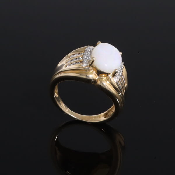 Opal Diamond Channels Ring