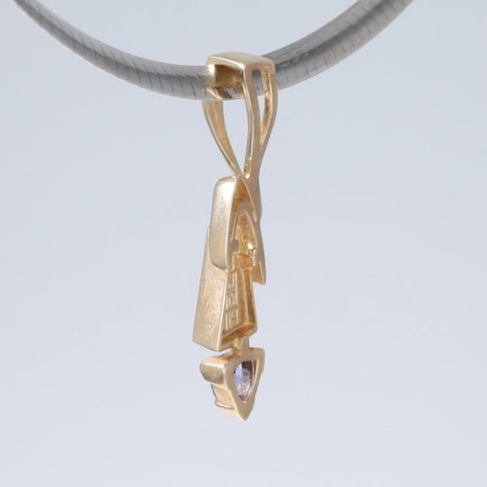 Opal Pendant Triangle Inlaid Design with Trillion Cut Tanzanite