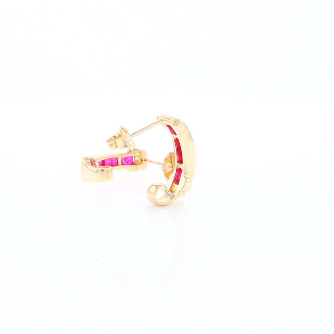 Channel Ruby Semi-Hoop Earrings