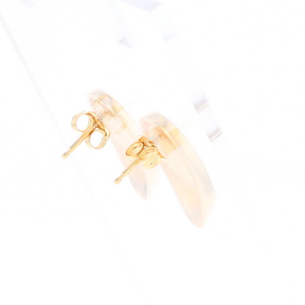 Oval Gold Quartz Inlaid Earrings - G2