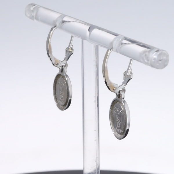 Opal Earrings Oval Inlaid Design Lever Backs