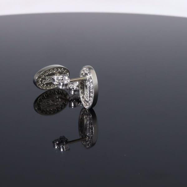 Opal Earrings Oval Inlaid with .25ctw Round Diamond Halo Studs