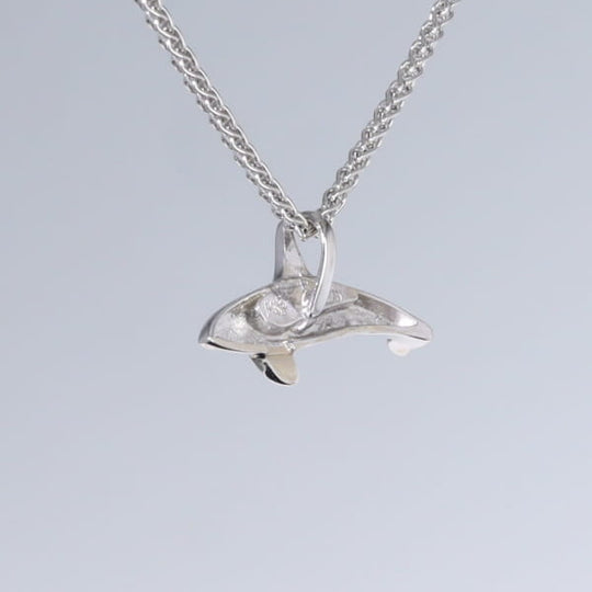 Opal Pendant Inlaid Realistic Orca Killer Whale Design
