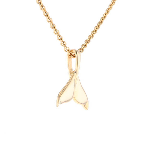 Whale Tail Gold Quartz Double Sided Inlaid Sea Life Pendant