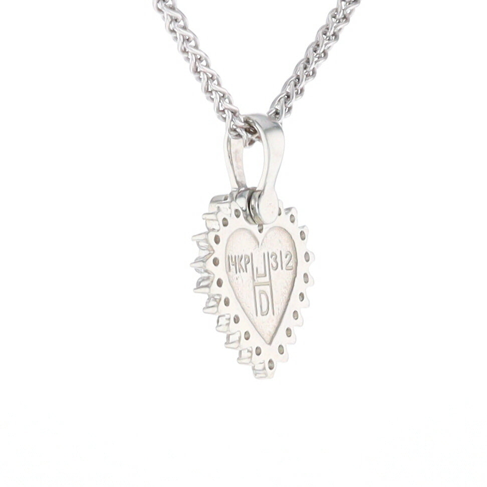 G2 Gold Quartz Pendant Heart Inlaid .21ctw Diamond Halo Design Pendant