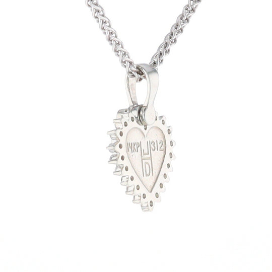 G2 Gold Quartz Pendant Heart Inlaid .21ctw Diamond Halo Design Pendant