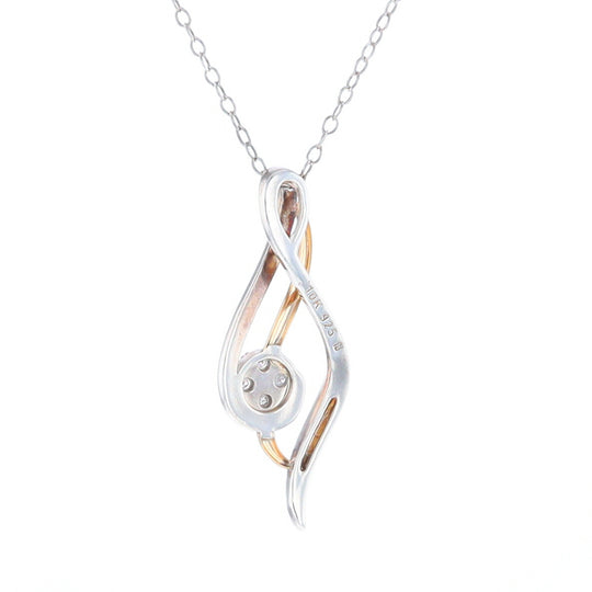 Sterling Silver and 10K Gold Diamond Infinity Swirl Necklace