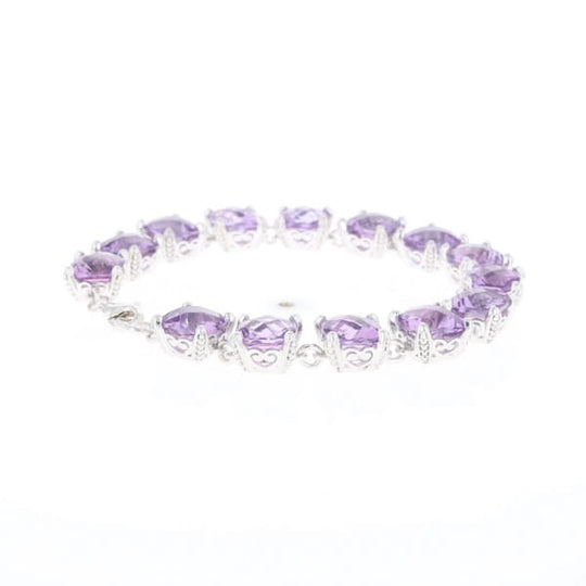 Amethyst Bracelet With Silver Filigree