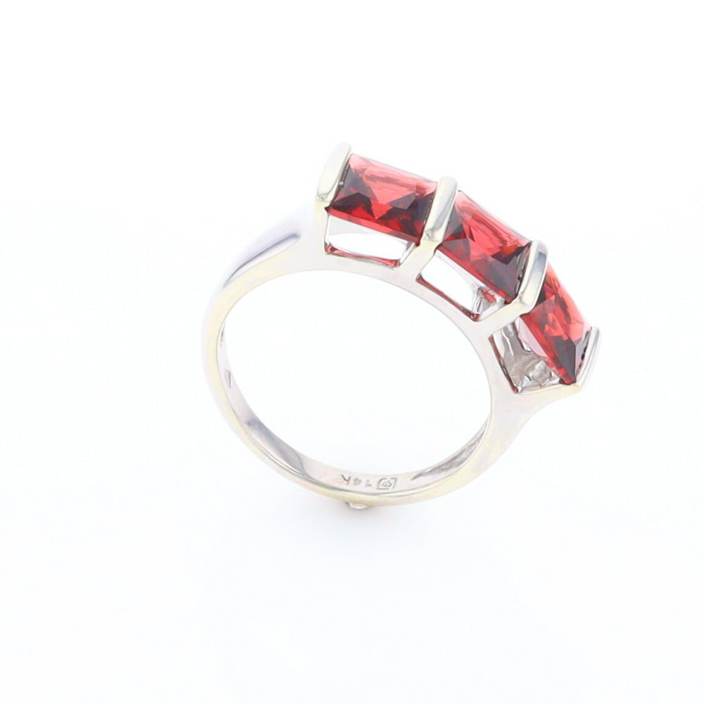 Three Square Garnet Ring