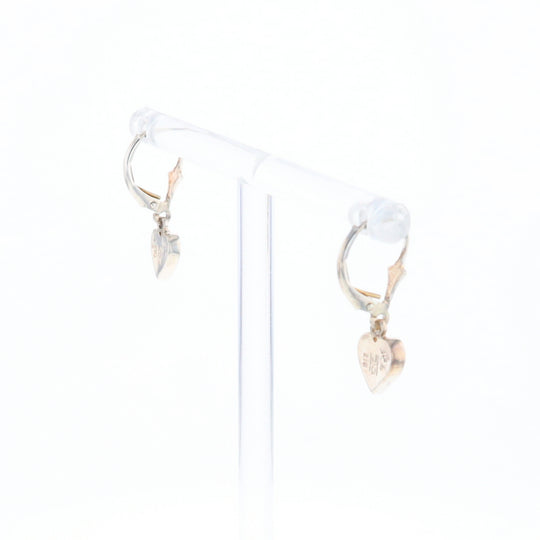 Silver Gold Quartz Inlaid Heart Earrings - G3