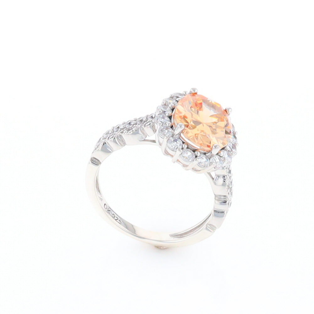 Peach Imitation Topaz Halo Ring