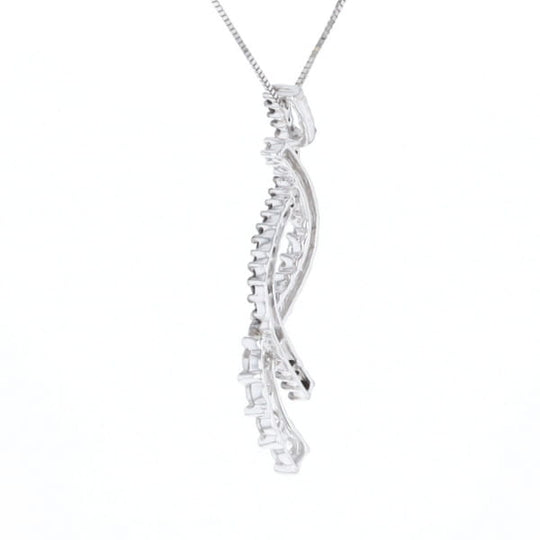 Ribbon Necklace With Black and White Diamonds