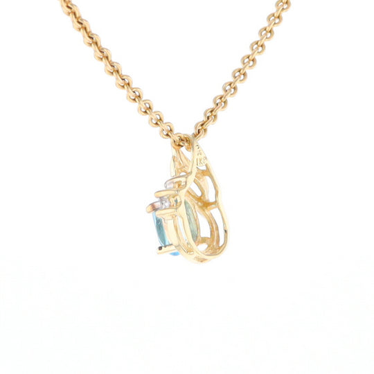 Pear Blue Topaz Diamond Pendant