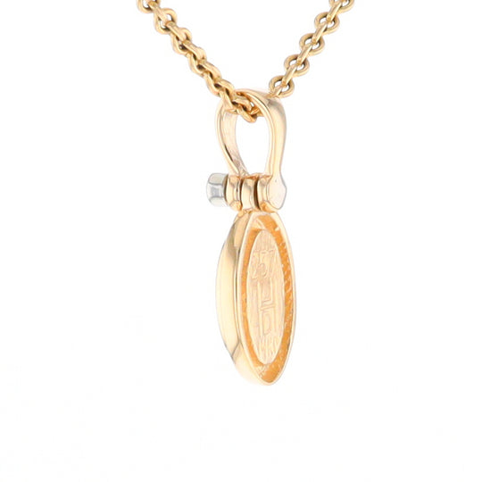 Gold Quartz Oval Inlaid Pendant with .02ct Diamond