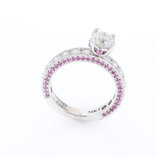 Diamond and Pink Sapphire Engagement Ring