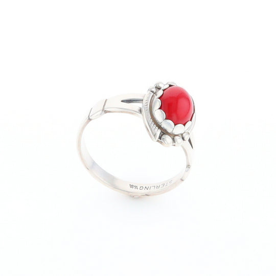 Native American Oval Coral Ring