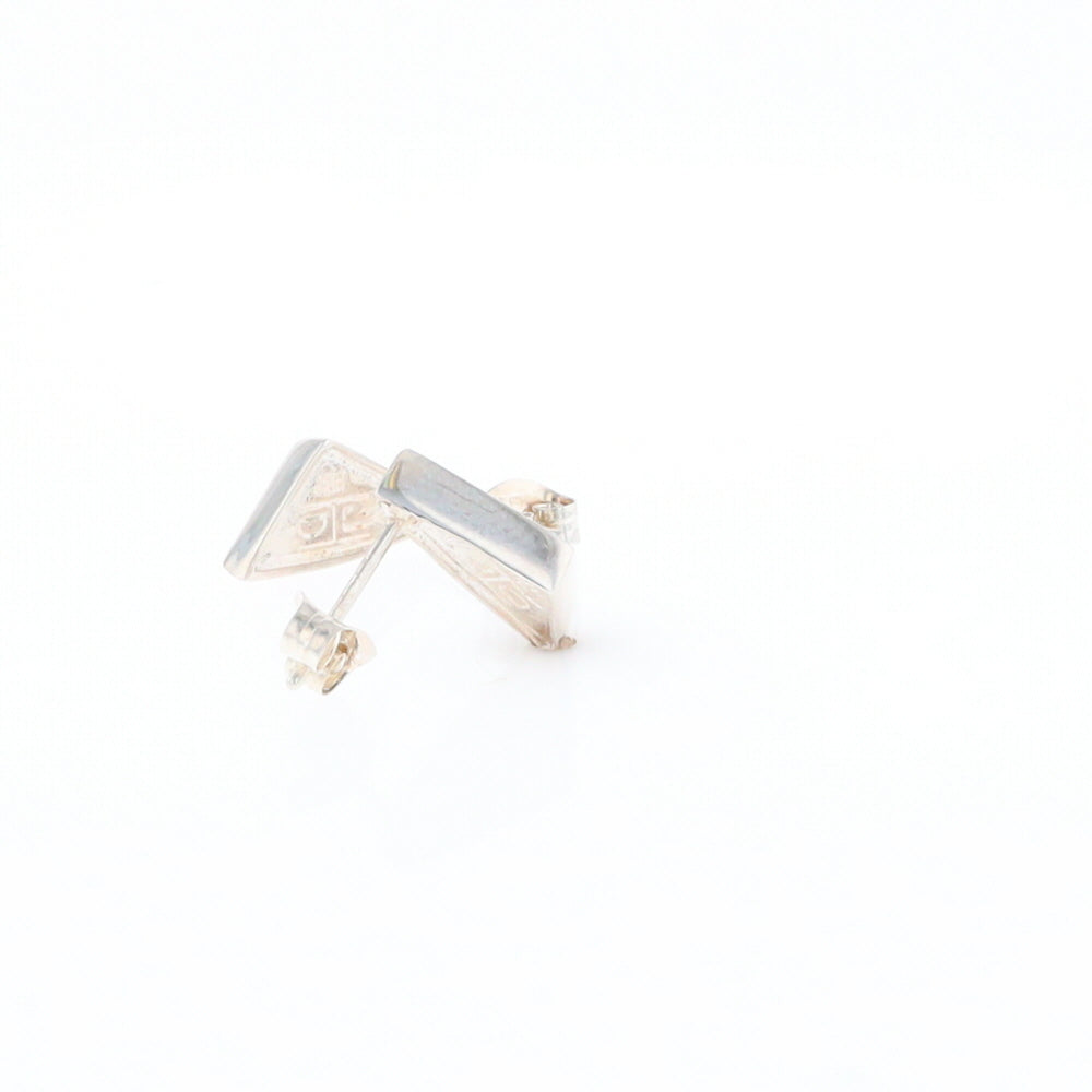 Sterling Silver Gold Quartz Inlaid Triangle Stud Earrings - G3