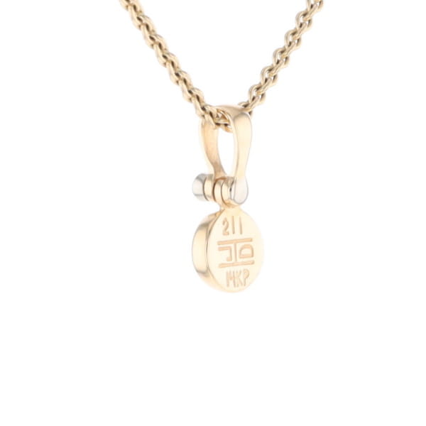 Gold Quartz Necklace Round Inlaid Pendant with .02ct Round Diamond