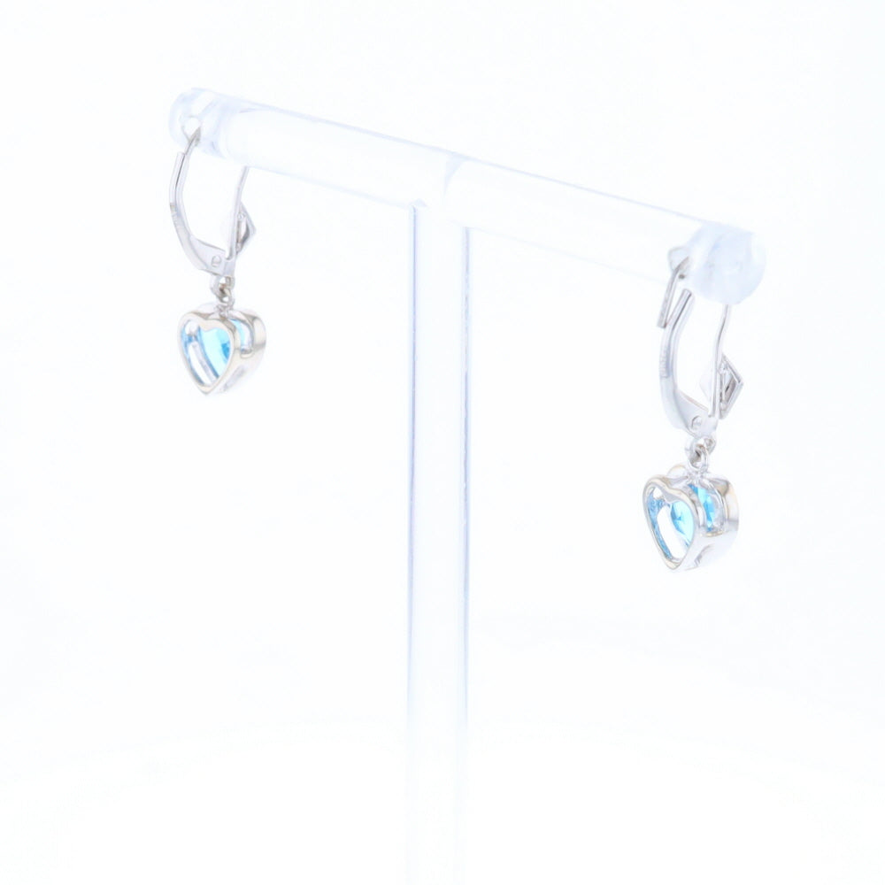 Blue Topaz Diamond Dangle Heart Earrings