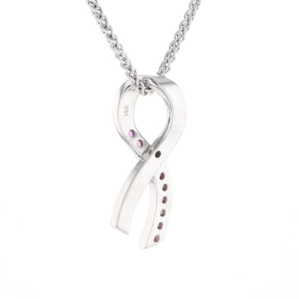 Pink Sapphire Breast Cancer Ribbon Pendant