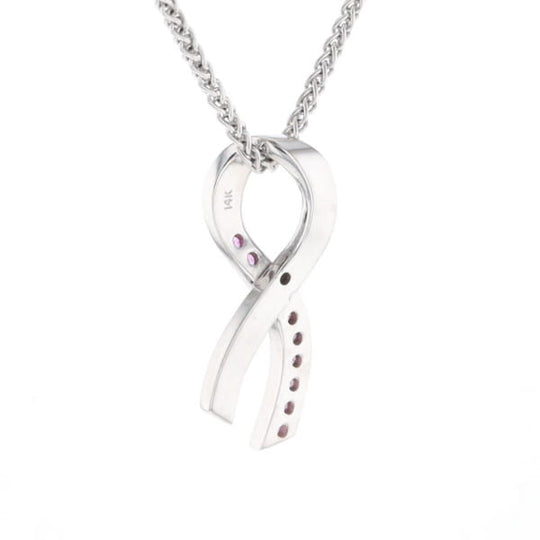 Pink Sapphire Breast Cancer Ribbon Pendant