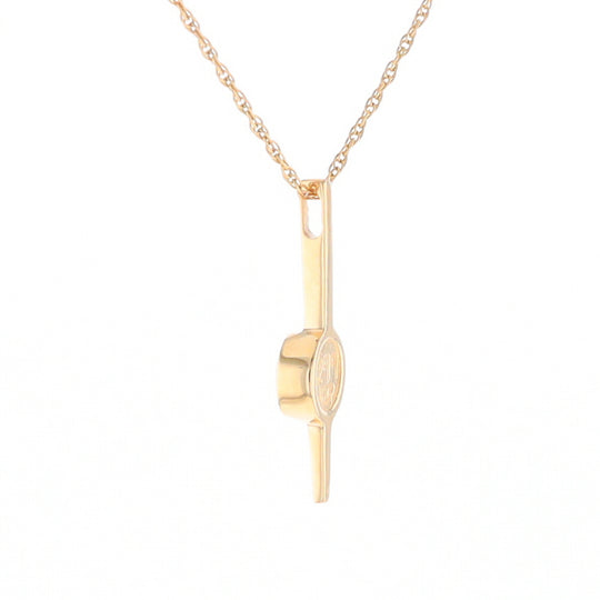 Gold Quartz Necklace Bar Design Round Superior Quality Inlaid Pendant