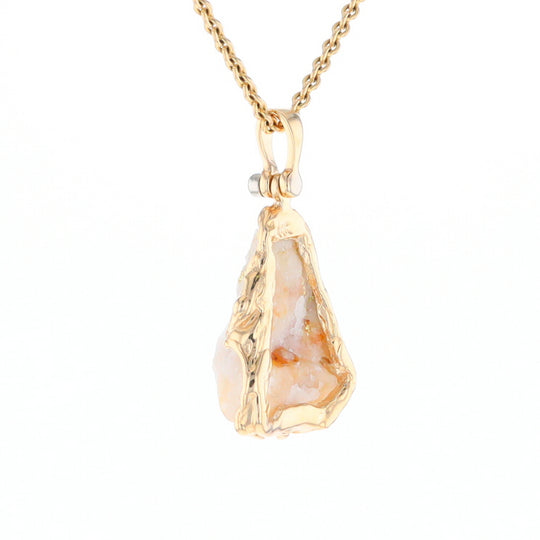 Rough gold Quartz Freeform Pendant