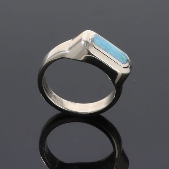 Opal Rings Rectangle Inlaid Design Lady's Ring