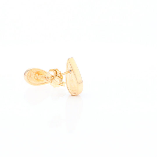 Gold Quartz Earrings Tear Drop Inlaid Studs