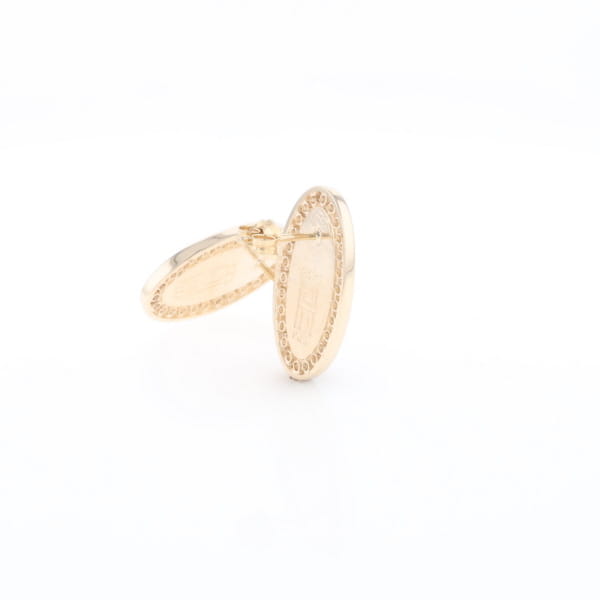 Gold Quartz Earrings Oval Inlaid Design .73ctw Round Diamonds Halo G2