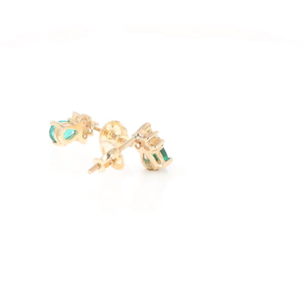 Synthetic Emerald Pear Shaped Earrings with Diamond Accents